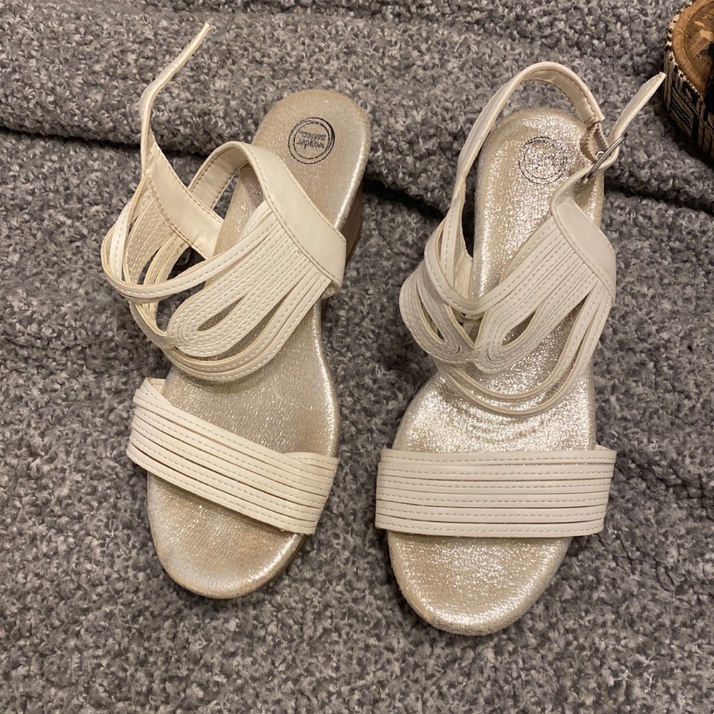 White wedge sandals